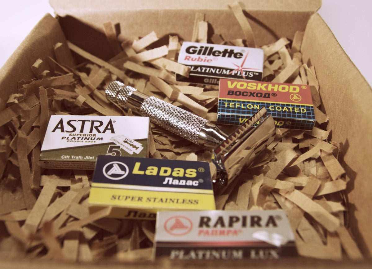 Safety Razor Assortment Safety Razor Kit - Double Edge Razor and 25 blade sampler set – SirHare.com