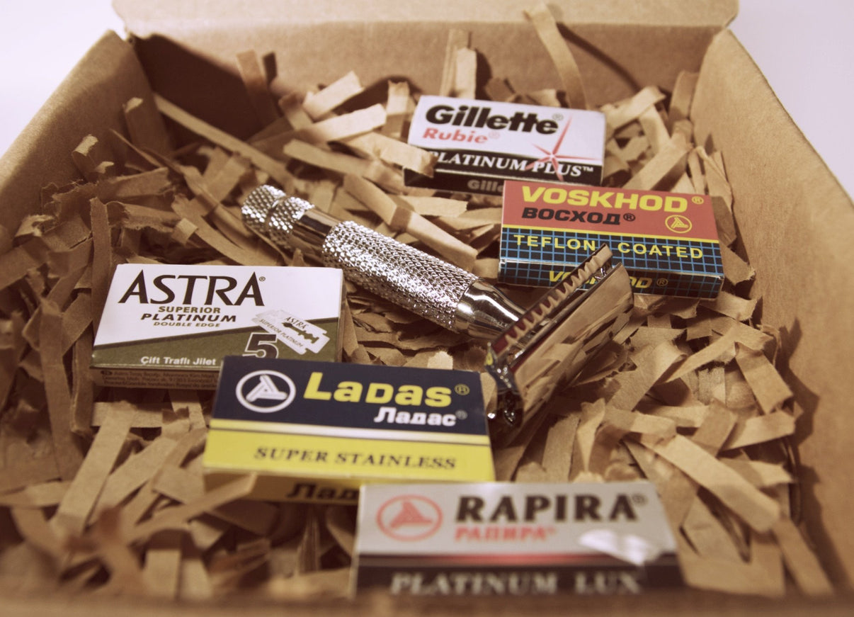 Safety Razor Kit - Double Edge Razor and 25 blade sampler set – SirHare.com